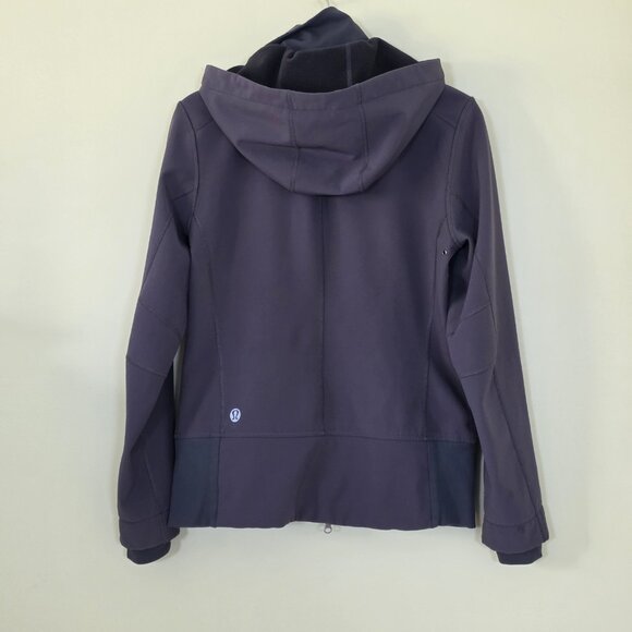Lululemon Softshell Jacket Womens S/M Gray Zip LS Silverscent Hood Fleece Inside - Picture 16 of 16